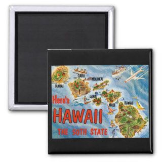 Hawaii HI Big Letter Vintage Postcard Refrigerator Magnets