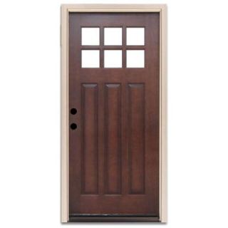 Steves & Sons Craftsman 6 Lite Prefinished Mahogany Wood Entry Door DISCONTINUED Q6PZM5NGAAT9RH