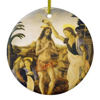Baptism of Christ by Da Vinci and Verrocchio Christmas Tree Ornaments