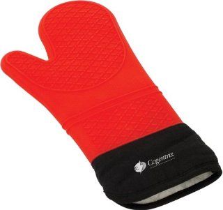 Silicone Oven Mitt and Potholder This Extra Long Red Glove Saves Forearms From Burns  Waterproof Rubber Withstands Hot Steam and Heat Up To 482F  Comfortable To Wear, Easy To Clean  