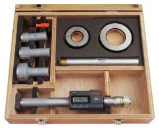Mitutoyo 468 978 Digimatic Holtest LCD Inside Micrometer, Interchangeable Head Set, 0.8 2"/20.32 50.8mm Range, 0.00005" Graduation, +/ 0.00015" Accuracy (4 Piece Set)