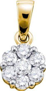 14KT Yellow Gold 0.50 CTW Diamond Flower Pendant Vishal Jewelry Jewelry