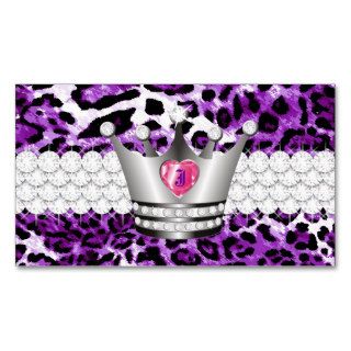 TT Perfect Princess Purple Leopard Faux Silver Business Cards