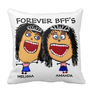 Cartoon Best Friend BFF's Throw Pillows