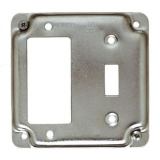 Raco 4 in. Square Cover 1/2 in. Raised (1) GFCI & (1) Toggle Switch Crushed Corner 814C