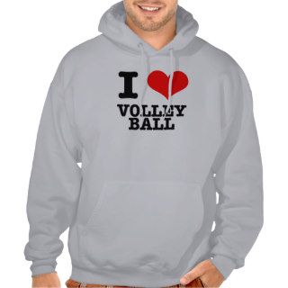 I HEART (LOVE) VOLLEY BALL HOODED SWEATSHIRTS