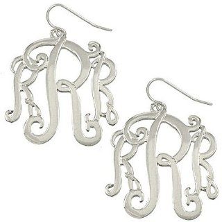 Silvertone Initial R Dangle Earrings Jewelry