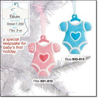 Avon Baby's First Christmas Ornament   Boy Blue Porcelain Shirt   Personalize Baby