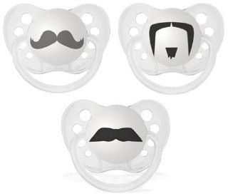 Personalized Pacifiers Mustache Pacifier, 3 Pack   Clear  Baby Pacifiers  Baby