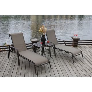 Canberra 3 piece Chaise Patio Furniture Set Bellini Chaise Lounges