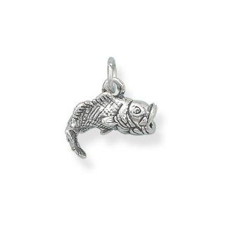 Sterling Silver Large Mouth Bass Charm Clasp Style Charms Jewelry