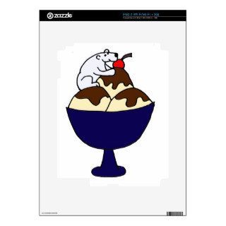 Funny Polar Bear Eating Ice Cream Sundae iPad 2 Decals
