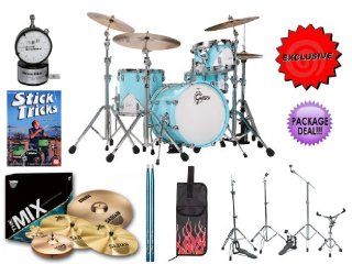 Gretsch Renown 57 Bop RN57 J484 MCB 4 Piece Drum Kit   Motor City Blue INCLUDES Hot Rod Flame Stick Bag, Sabian Cymbal Pack, Gibraltar Hardware, Matching Drumsticks, DrumDial Drum Tuner & the Sticks Tricks DVD by Chip Ritter. EXCLUSIVE "ALL YOU N
