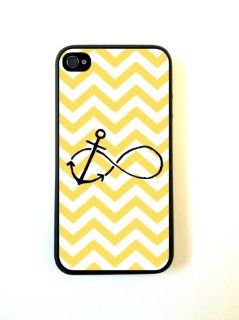 Anchored Forever Lemon Yellow Chevron Black iPhone 4 Case   For iPhone 4 4S 4G   Designer TPU Case Verizon AT&T Sprint Cell Phones & Accessories