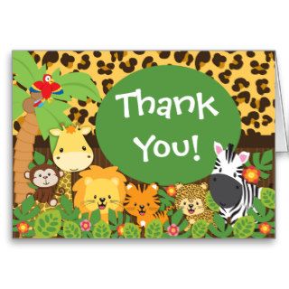 Cute Jungle Safari Animals Thank You Greeting Cards