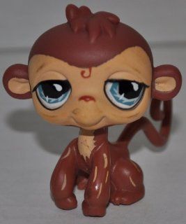 Monkey #485 (Brown, Blue Eyes, eyeliner, heavy lids) Littlest Pet Shop (Retired) Collector Toy   LPS Collectible Replacement Single Figure   Loose (OOP Out of Package & Print) 