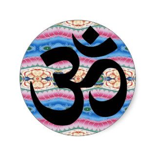sacred om symbol Sanskrit with mandala Round Sticker