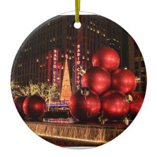 NYC Huge Christmas Ornaments Near Radio City