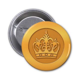 Gold Crown Pinback Buttons