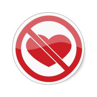 Red No Love Anti Valentine's Day Symbol Stickers