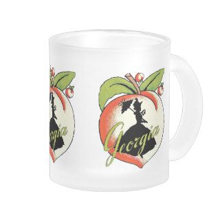 Vintage Georgia Peach Silhouette Southern Bell Mugs
