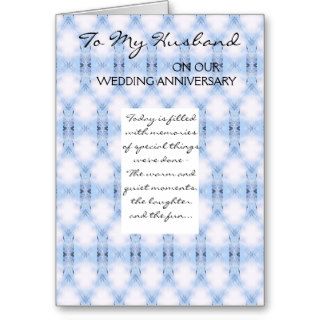 Happy Wedding Anniversary Husband Blue Greeting Cards