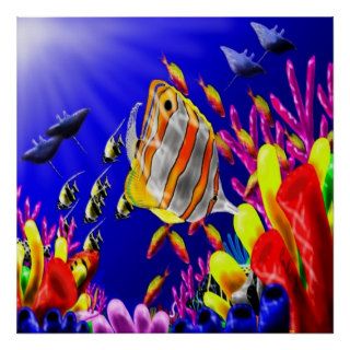 Sea Life Of Colorful Fishes And Corals Poster
