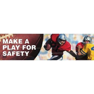 Accuform Signs MBR836 Reinforced Vinyl Motivational Safety Banner "MAKE A PLAY FOR SAFETY" with Metal Grommets and Football Graphic, 28" Width x 8' Length Industrial Warning Signs