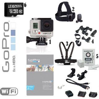 GoPro HERO3+ Hero 3+ 10MP Full HD 1080p 60 fps Built In Wi Fi Waterproof Wearable Camera Silver 32GB Edition (Auto Bundle)  Compact System Digital Cameras  Camera & Photo