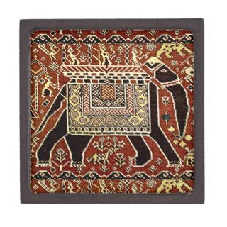 Elephant Patola Ikat Ethnic Boho Textile India Premium Trinket Box