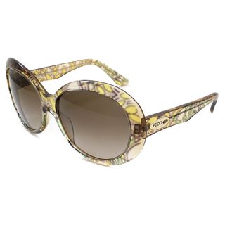 Emilio Pucci Women's 278 Yellow Floral Round Sunglasses Pucci Designer Sunglasses