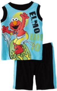 Sesame Street Baby Boys Infant Surfing Elmo 2 Piece Short Set, Ocean Wind, 12 Months Clothing