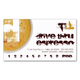 D   Initial Letter Foamy Coffee Cup Loyalty Punch Business Cards