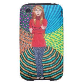 Girl In Red Hugging Herself iPhone 3 Tough Cases
