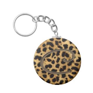 Leopard skin keyring with letter C Keychains