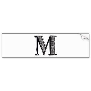 Fashion font, Letter M Bumper Sticker