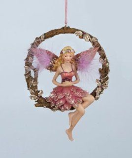 5.25" Princess Garden Right Perched Fairy on Round Branch Christmas Ornament   Decorative Hanging Ornaments