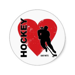 Love Heart Hockey Round Sticker