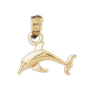14K Gold Charm Pendant 0.5 Grams Nautical>Dolphins475 Necklace Jewelry