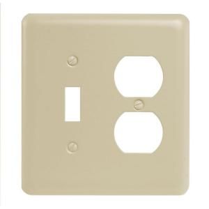 Amerelle Steel 1 Toggle 1 Duplex Wall Plate   Almond 935TDAL