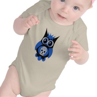 Blue Sugar Skull Owl T shirt
