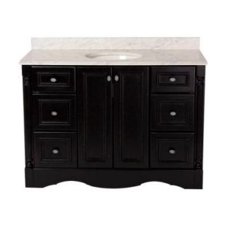 St. Paul Valencia 48 in. Vanity in Antique Black with Stone Effects Vanity Top in Cascade VASD48CSP2COM AB