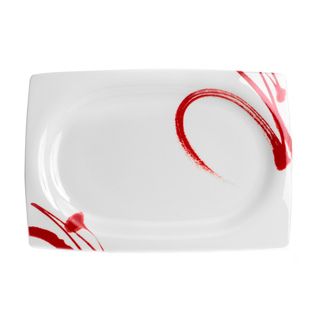 Red Vanilla 'Paint it Red' 15 inch Rectangular Platter Red Vanilla Serving Platters/Trays