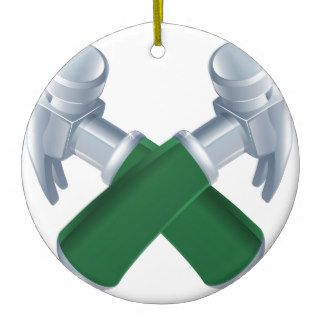 Crossed hammers icon christmas tree ornament