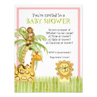 Jungle Babies, Girl Baby Shower Invitation   Green