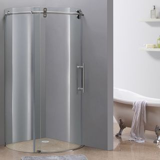 Aston Frameless Round Shower Enclosure In Stainless Steel Finish With Right Opening