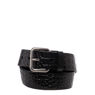 Prada Black Croc Embossed Leather Belt