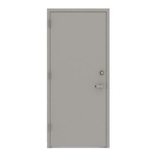 L.I.F Industries 36 in. x 80 in. Flush Gray Right Hand Security Door Unit with Welded Frame UWS3680R