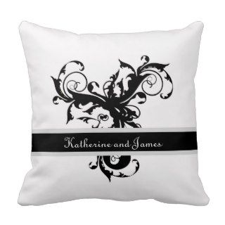 Black and white damask custom gift throw pillows