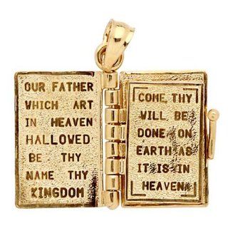 14K Yellow Gold Bible With Lord'S Prayer Inside Pendant Jewelry
